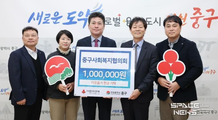중구사회복지협의회, 인천 중구에 성금 100만 원 기탁